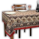 Paisley Safari Block Print Cotton Floral Tablecloth Rectangle, Golden Blaze