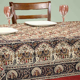 Paisley Safari Block Print Cotton Floral Tablecloth Rectangle, Golden Blaze