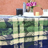 Berry Blossom Floral Plaid Jacquard Tablecloth Collection, Misty Meadow