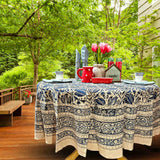 Cotton Vegetable Dye Hand Block Print Tablecloth Collection, Blue