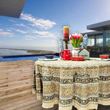 Vegetable Dye Hand Block Print Floral Cotton Tablecloth Collection, Green