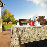 Vegetable Dye Hand Block Print Floral Cotton Tablecloth Collection, Green