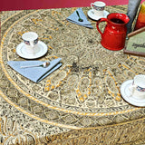 Vegetable Dye Hand Block Print Floral Cotton Tablecloth Collection, Green