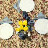 Rustic Autumn Floral Block Print Cotton Tablecloth Rectangle