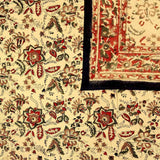 Rustic Autumn Floral Block Print Cotton Tablecloth Rectangle