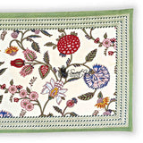 Vineyard Harmony Floral Cotton Tablecloth Collection, Green White Red Linen