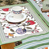 Vineyard Harmony Floral Cotton Tablecloth Collection, Green White Red Linen