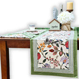 Vineyard Harmony Floral Cotton Tablecloth Collection, Green White Red Linen