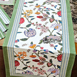 Vineyard Harmony Floral Cotton Tablecloth Collection, Green White Red Linen