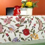 Vineyard Harmony Floral Cotton Tablecloth Collection, Green White Red Linen