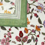 Vineyard Harmony Floral Cotton Tablecloth Collection, Green White Red Linen