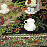 Tree of Life Hand loomed Cotton Tablecloth Rectangle, Onyx Orchard