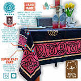 Large Cotton Celtic Tablecloth Rectangle, Red Black