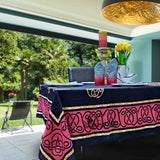 Large Cotton Celtic Tablecloth Rectangle, Red Black