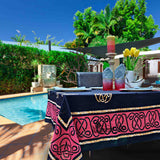 Large Cotton Celtic Tablecloth Rectangle, Red Black