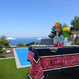 Large Cotton Celtic Tablecloth Rectangle, Red Black