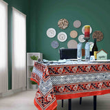 Cotton Bloom Delight Floral Tablecloth Rectangle, Kitchen Linen, Scarlet Slate