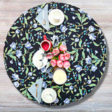 The Affluent Floral French Country Tablecloth Round, Power Black