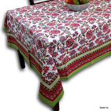 Cotton Floral Tablecloth Rectangle White Pink Red Kitchen Dining Linen