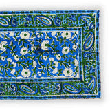 Royal Paisley Floral Block Print Placemat, Ocean Blue