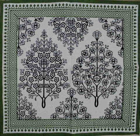 Cotton French Country Floral Tablecloth Square 72x72 Inches Napkins Black Green - Sweet Us
