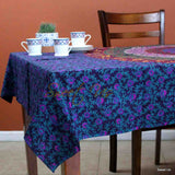 Cotton Circle of Life Floral Tablecloth Rectangle Deep Wine Kitchen Dining Linen