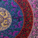 Cotton Circle of Life Floral Tablecloth Rectangle Deep Wine Kitchen Dining Linen