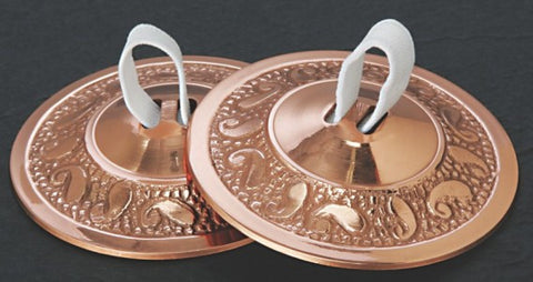 Embossed Copper Plated Brass Finger Cymbals Zills 2.25" diameter Belly Dancing - Sweet Us