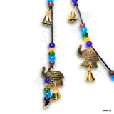 Polished Brass Decorative Elephants, Colorful Beads, Vintage Bells on a String