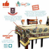 Cotton Block Print Paisley Tablecloth Rectangle Blue Green Kitchen Dining Linen