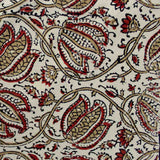 Cotton Vegetable Dye Hand Block Print Floral Tablecloth Rectangle Red Beige