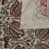 Cotton Vegetable Dye Hand Block Print Floral Tablecloth Rectangle Red Beige