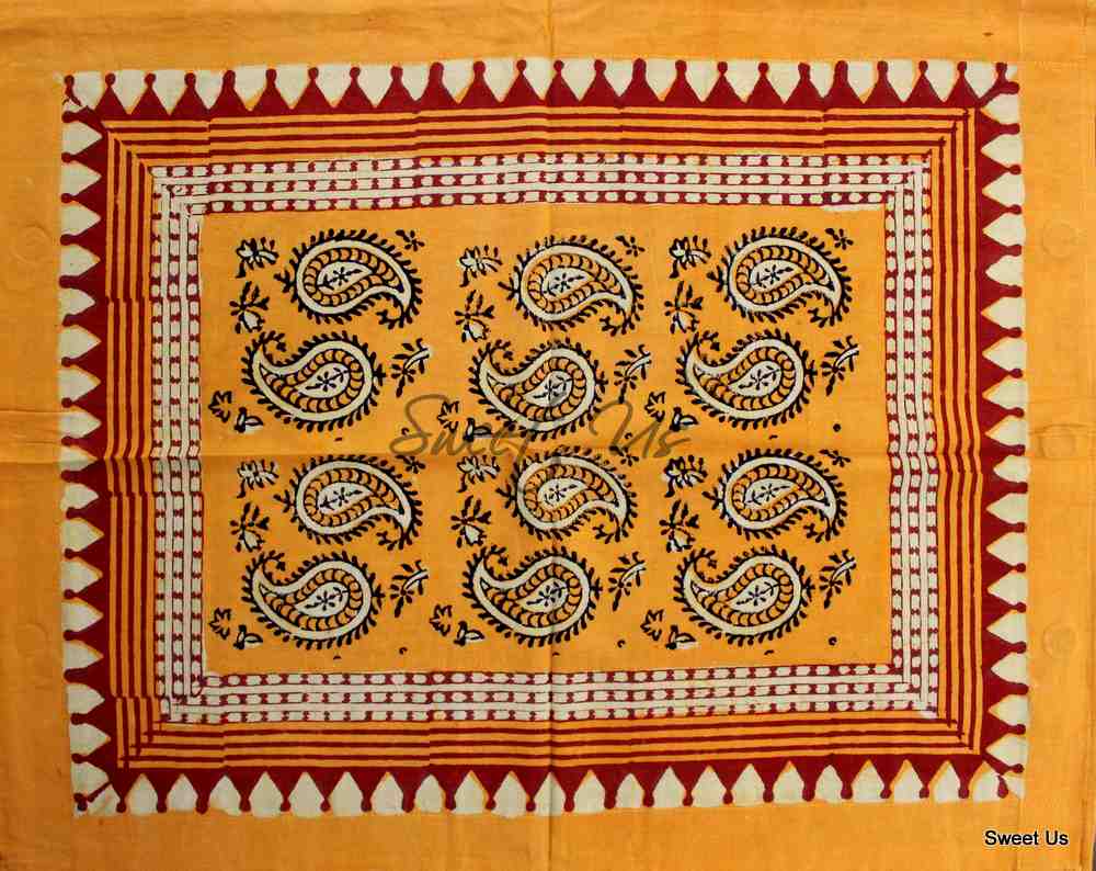 Dabu Block Print Paisley Handmade Reversible Cotton Duvet Cover Queen King