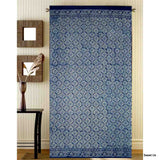 Block Print Dabu Cotton Floral Curtain Drape Panel 46x88 Indigo Blue - Sweet Us