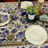 Safari Soiree Avian Floral Cotton Tablecloth Square, Violet Gold