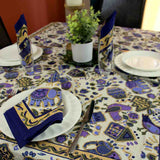 Safari Soiree Avian Floral Cotton Tablecloth Square, Violet Gold