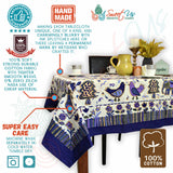 Safari Soiree Avian Floral Cotton Tablecloth Square, Violet Gold