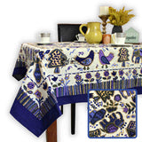 Safari Soiree Avian Floral Cotton Tablecloth Square, Violet Gold
