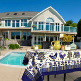 Safari Soiree Avian Floral Cotton Tablecloth Square, Violet Gold