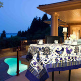 Safari Soiree Avian Floral Cotton Tablecloth Square, Violet Gold