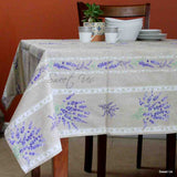 Wipeable Tablecloth French Provencal Acrylic Coated Cotton Lavender Taupe