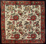 Floral Block Print Cotton Round Tablecloth Rectangle Square Beige Red Green - Sweet Us