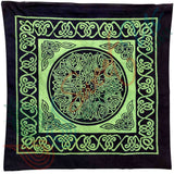 Cotton Celtic Wheel of Life Cushion Cover Shell 17x17 Green Tan