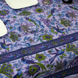 Cotton Birds of Paradise Tablecloth Rectangle Purple Kitchen Dining Linen