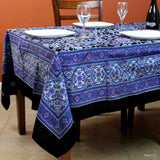 Cotton Sunflower Floral Tablecloth Rectangle 70x104 Black Purple Blue