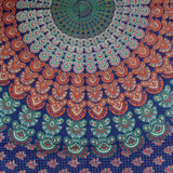 Sanganer Peacock Mandala Round Tablecloth Rectangular 58 x 90 inches 72-inch Green - Sweet Us