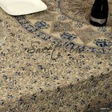 Block Print Floral Paisley Elephant Tablecloth Rectangle 70x102 Beige Blue