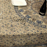Block Print Floral Paisley Elephant Tablecloth Rectangle 70x102 Beige Blue