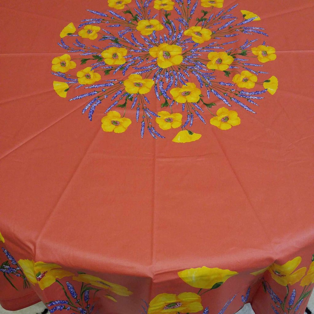 Wipeable Tablecloth Round & Rectangle Spillproof French Acrylic Coated Poppy - Sweet Us