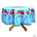 Poppy Petals Coated French Tablecloth Round, Sky - Sweet Us